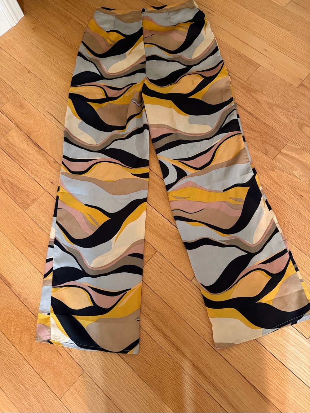 HYFVE Multicolor Wave-Print Boot Cut Pants — Mustard, Black, Cream, Pink
